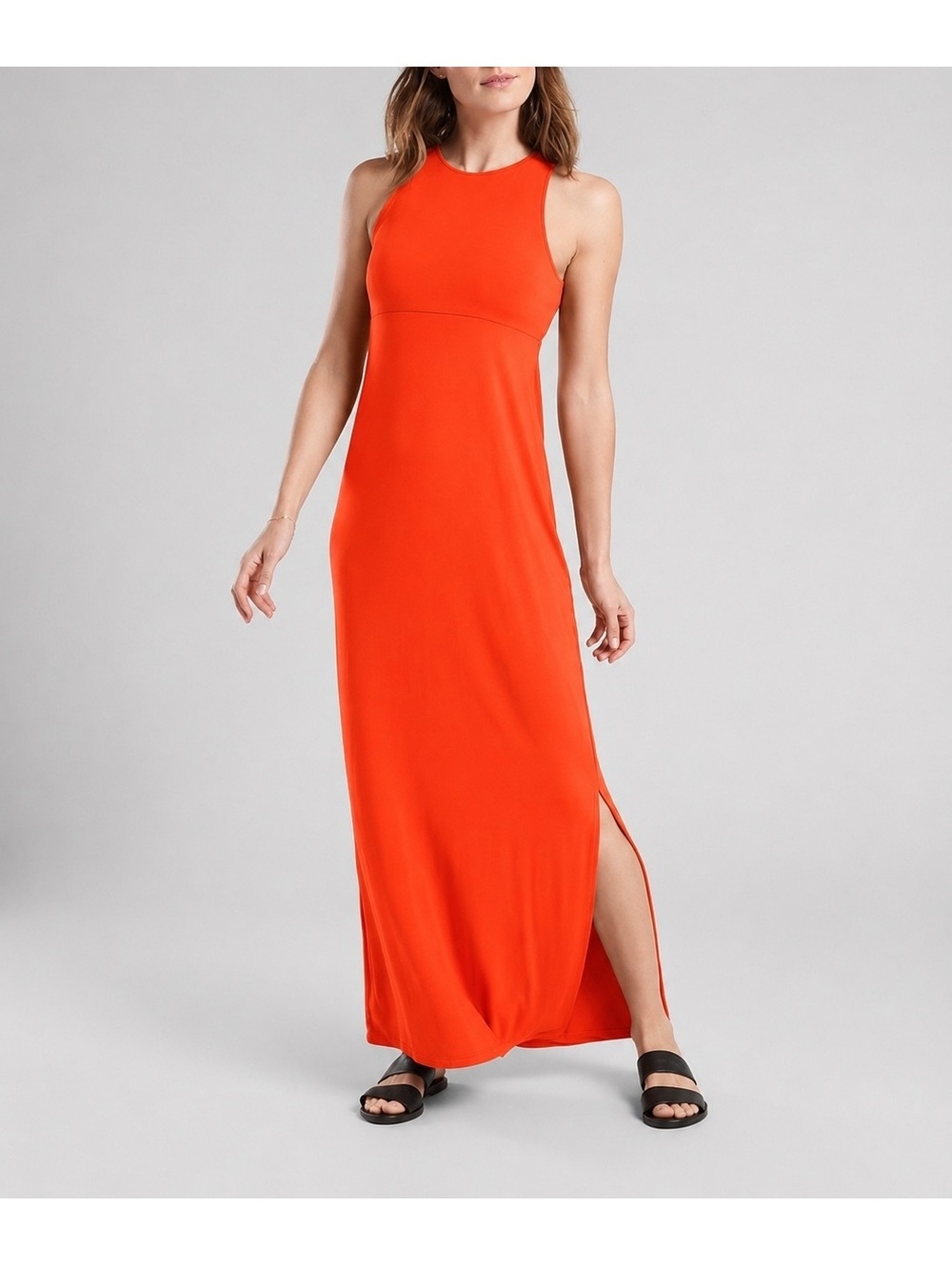 NWT Athleta Santorini Maxi Dress M Bright Orange Coral UPF